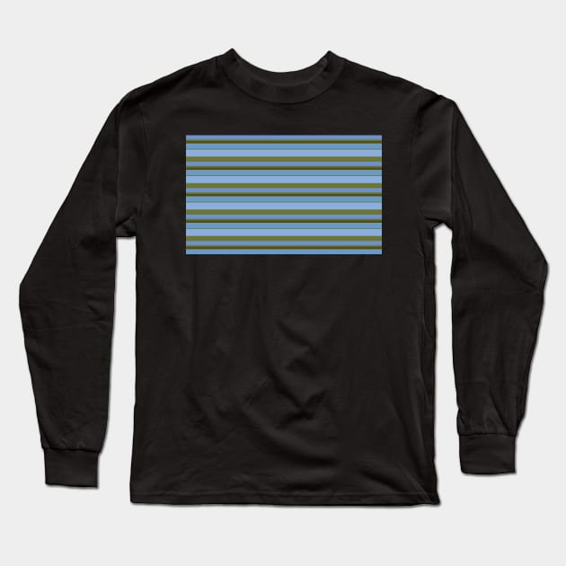 Green Palm Blue Sky of Crete Stripes for Face Long Sleeve T-Shirt by ellenhenryart